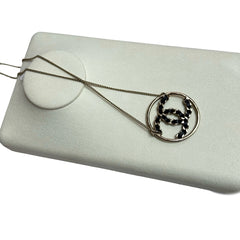 Chanel Interwoven Leather CC Circle Necklace - Gold Tone & Black (Classic Chain Motif)