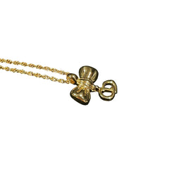 Christian Dior Vintage Bow Necklace - Gold Tone with Dangling CD Charm
