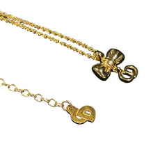 Christian Dior Vintage Bow Necklace - Gold Tone with Dangling CD Charm