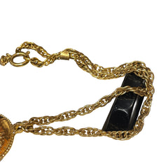 Chanel Vintage "Lava" Coin Necklace - Molten Gold Tone CC Medallion (Rare 90s)