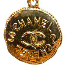 Chanel Vintage "Lava" Coin Necklace - Molten Gold Tone CC Medallion (Rare 90s)