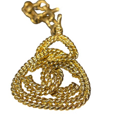 Chanel Vintage Statement Necklace - Gold Tone Wheat / Rope Motif CC Pendant