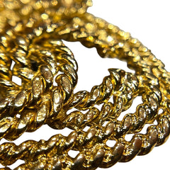 Chanel Vintage Statement Necklace - Gold Tone Wheat / Rope Motif CC Pendant