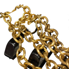 Chanel Vintage Statement Necklace - Gold Tone Wheat / Rope Motif CC Pendant