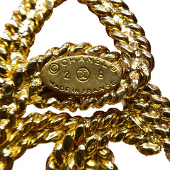 Chanel Vintage Statement Necklace - Gold Tone Wheat / Rope Motif CC Pendant