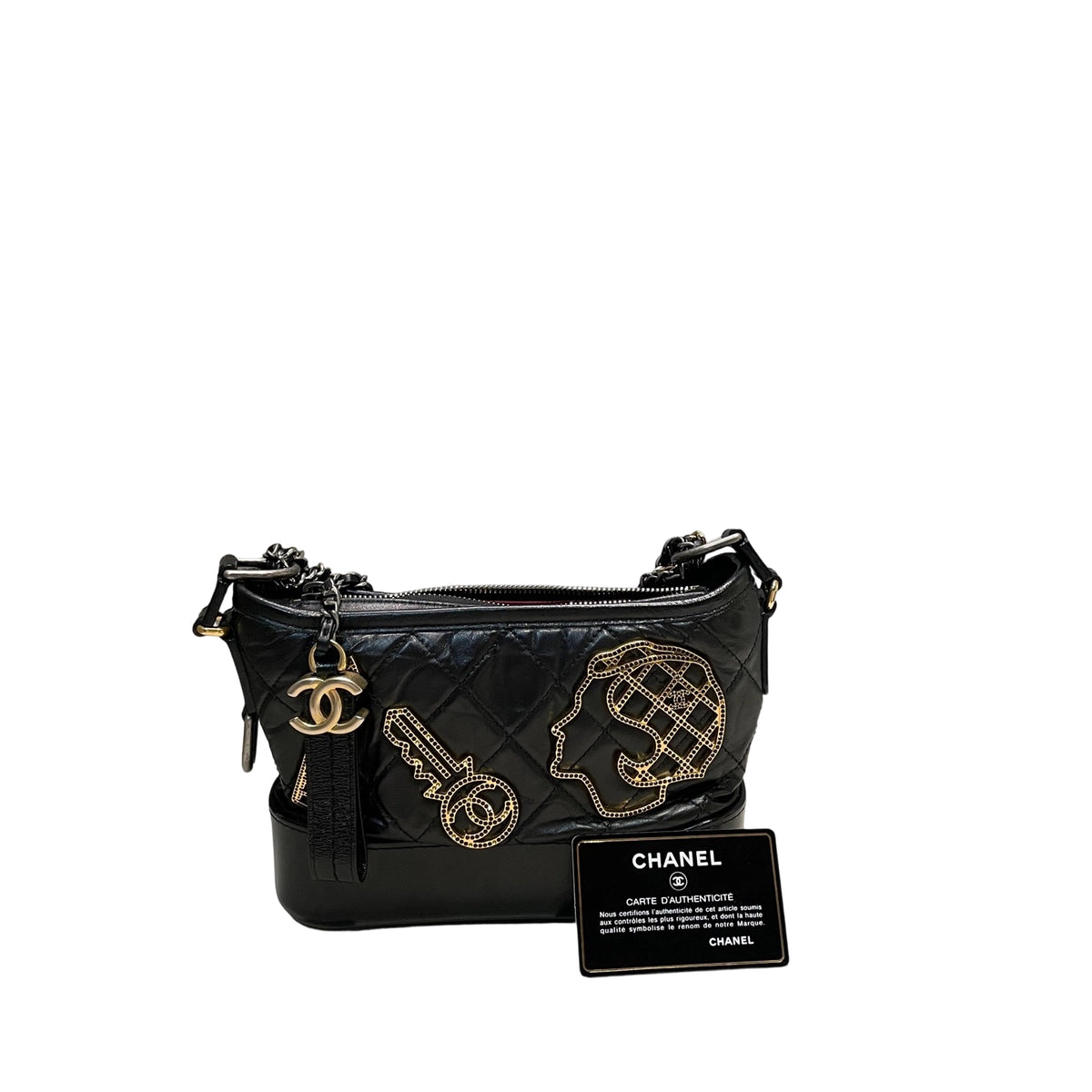 Chanel Gabrielle Small Hobo Bag Black Limited Badge Charms