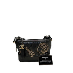 Chanel Gabrielle Small Hobo Bag Black Limited Badge Charms