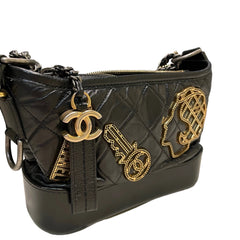 Chanel Gabrielle Small Hobo Bag Black Limited Badge Charms