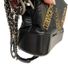 Chanel Gabrielle Small Hobo Bag Black Limited Badge Charms