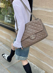 The Ultimate Collector’s Grail: CHANEL Airport Shoulder Bag in Elephant Grey with Silver Hardware