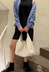 Soft Luxury Essential: Bottega Veneta Cream White Intrecciato Shoulder Tote