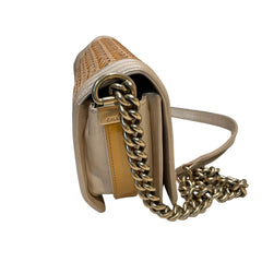 Textural Collector Piece: CHANEL Limited Woven Gold Le Boy Medium Shoulder Bag