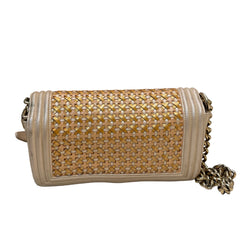 Textural Collector Piece: CHANEL Limited Woven Gold Le Boy Medium Shoulder Bag