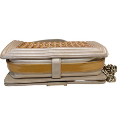 Textural Collector Piece: CHANEL Limited Woven Gold Le Boy Medium Shoulder Bag