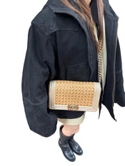Textural Collector Piece: CHANEL Limited Woven Gold Le Boy Medium Shoulder Bag