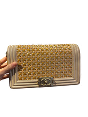 Textural Collector Piece: CHANEL Limited Woven Gold Le Boy Medium Shoulder Bag