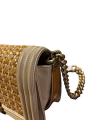 Textural Collector Piece: CHANEL Limited Woven Gold Le Boy Medium Shoulder Bag