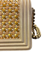 Textural Collector Piece: CHANEL Limited Woven Gold Le Boy Medium Shoulder Bag