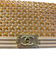 Textural Collector Piece: CHANEL Limited Woven Gold Le Boy Medium Shoulder Bag
