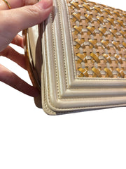 Textural Collector Piece: CHANEL Limited Woven Gold Le Boy Medium Shoulder Bag