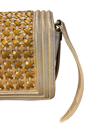 Textural Collector Piece: CHANEL Limited Woven Gold Le Boy Medium Shoulder Bag