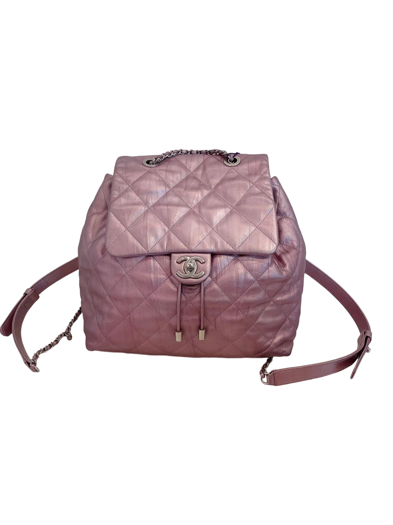 Chanel Urban Spirit Backpack in Iridescent Rose Gold Metallic Pink Leather