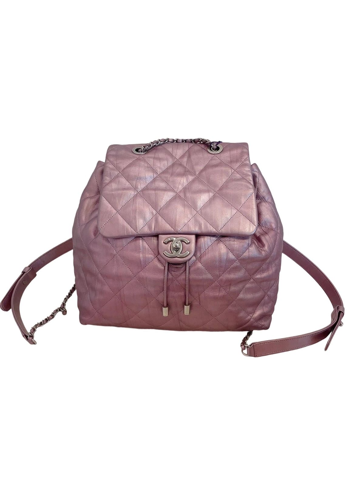 Chanel Urban Spirit Backpack in Iridescent Rose Gold Metallic Pink Leather