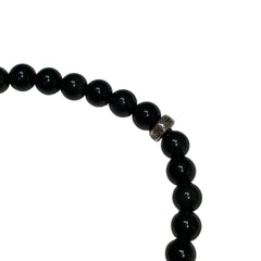 Chrome Hearts Bead Bracelet - Black Onyx & Turquoise - Silver Babyfat Cross Charm