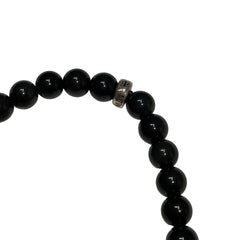 Chrome Hearts Bead Bracelet - Black Onyx & Turquoise - Silver Babyfat Cross Charm