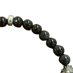 Chrome Hearts Bead Bracelet - Black Onyx & Turquoise - Silver Babyfat Cross Charm