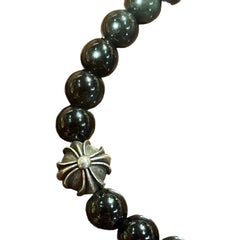 Chrome Hearts Bead Bracelet - Black Onyx & Turquoise - Silver Babyfat Cross Charm