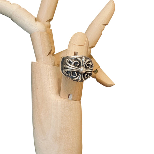 Chrome Hearts Keeper Ring - Sterling Silver .925 - Size US 10.25 (EU 63) - Classic Floral Cross Motif