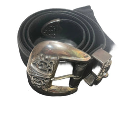 Chrome Hearts Large Claw Buckle Belt Size 36 Black Leather and Sterling Silver