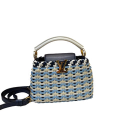 Louis Vuitton Capucines BB Woven Leather Handbag - Blue/White Tricolor (26cm)