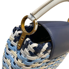 Louis Vuitton Capucines BB Woven Leather Handbag - Blue/White Tricolor (26cm)