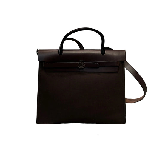 Hermès Herbag Zip 31 - Chocolate / Ebene Canvas & Leather (The "Casual Kelly")
