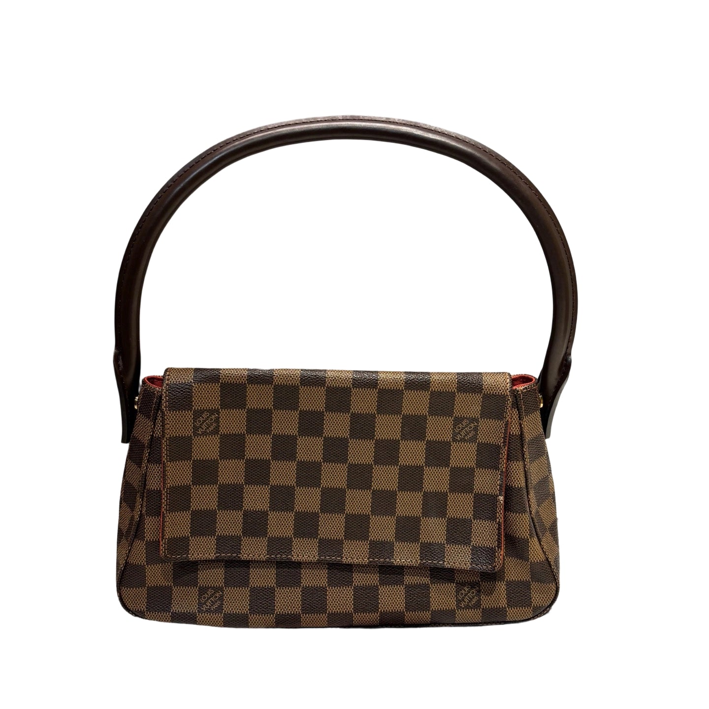 Rare Louis Vuitton Mini Looping Bag in Damier Ebene Canvas Front View