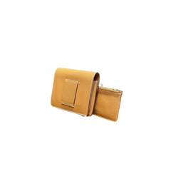 Hermès Roulis Slim Wallet - Gold Grained Leather (with Aftermarket Strap for Crossbody)