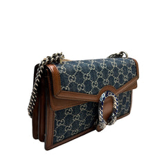 Gucci Dionysus Small Shoulder Bag - GG Monogram Denim & Brown Leather (28cm)