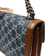 Gucci Dionysus Small Shoulder Bag - GG Monogram Denim & Brown Leather (28cm)