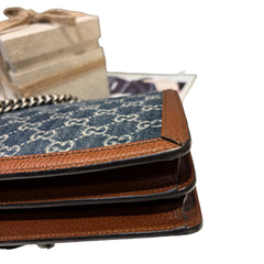 Gucci Dionysus Small Shoulder Bag - GG Monogram Denim & Brown Leather (28cm)