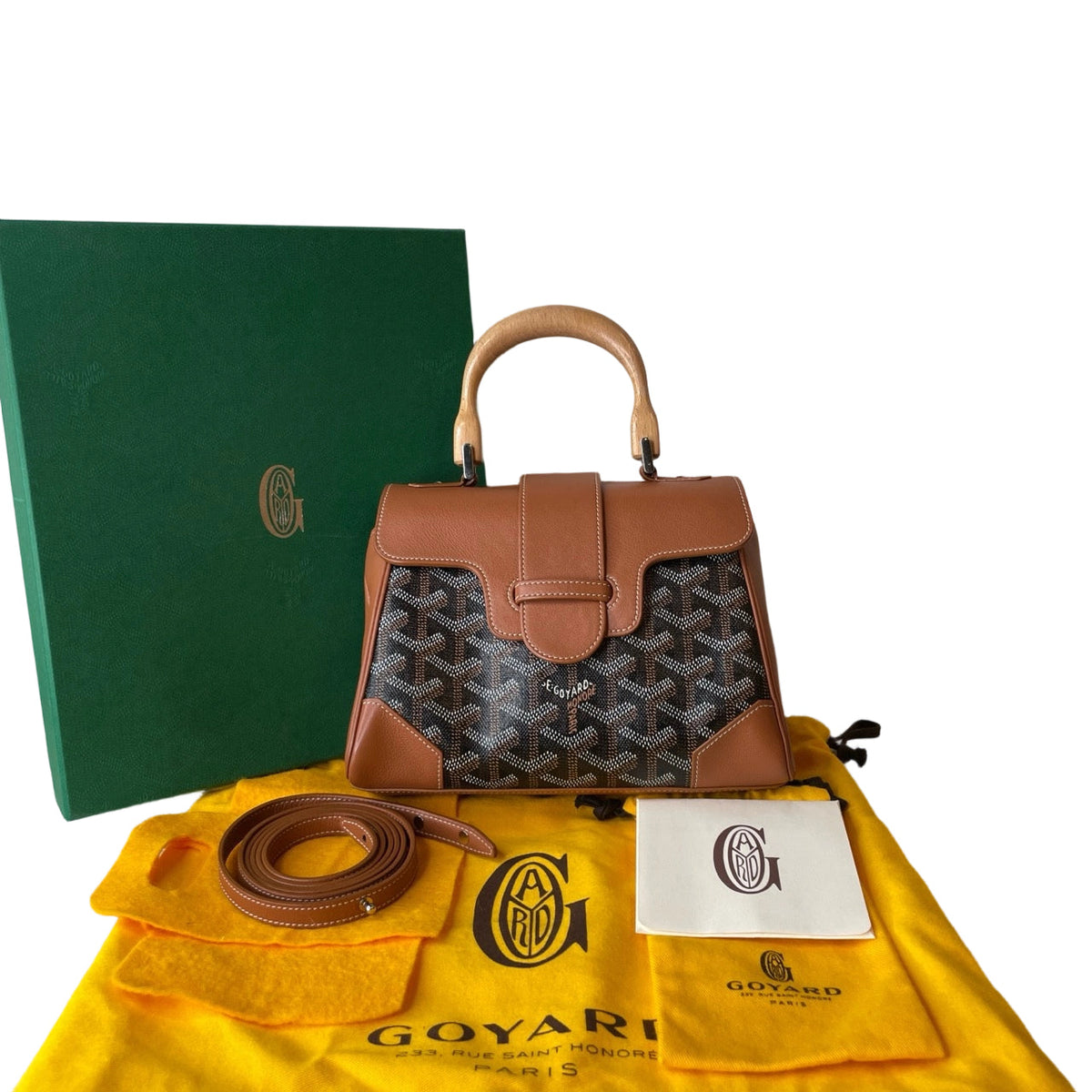 Goyard Saigon Mini Structured Bag Black and Tan with Box and Dustbag Full Set