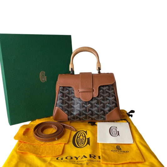 Goyard Saigon Mini Structured Bag Black and Tan with Box and Dustbag Full Set
