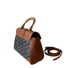 Goyard Saigon Mini Structured Bag - Black & Tan Goyardine (Full Set)
