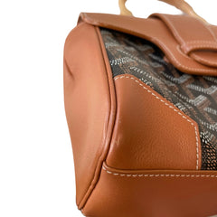 Goyard Saigon Mini Structured Bag - Black & Tan Goyardine (Full Set)