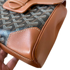 Goyard Saigon Mini Structured Bag - Black & Tan Goyardine (Full Set)