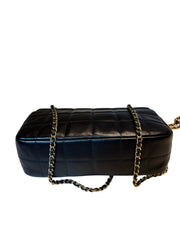 Vintage Chanel Camellia Flap Bag - Chocolate Bar Quilt Black Lambskin (18cm)