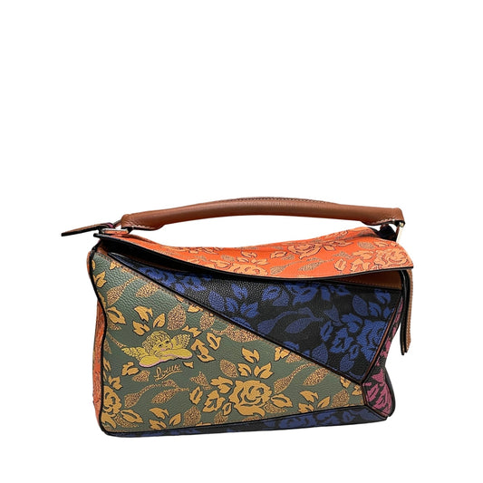 Rare Loewe Puzzle Bag Medium with Angel and Floral Leather Marquetry Design