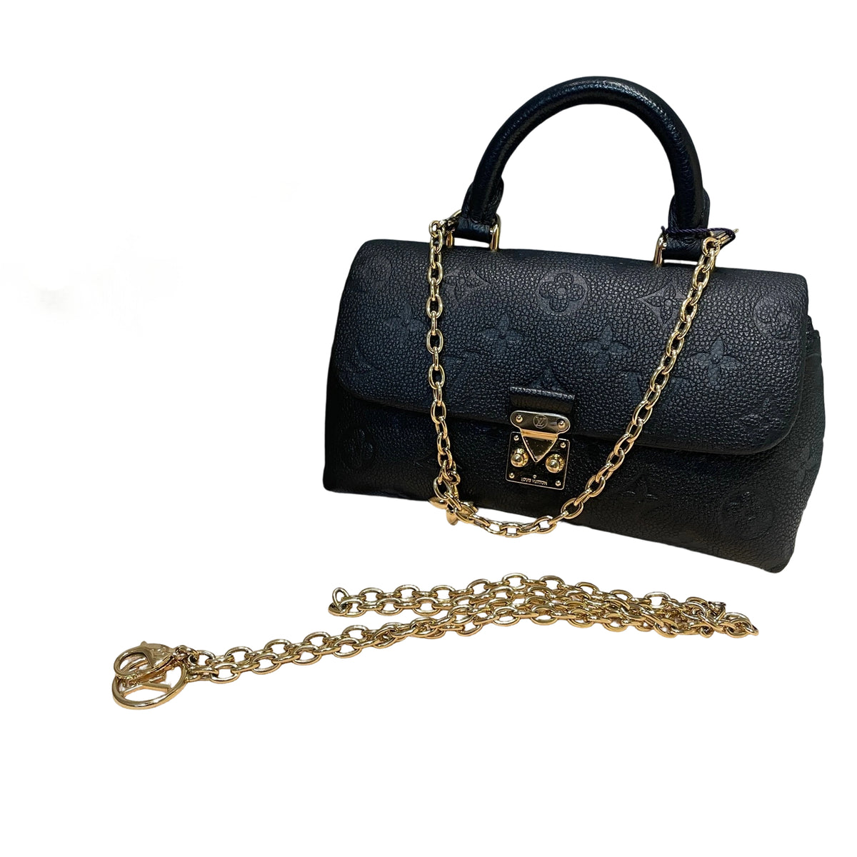 Louis Vuitton Madeleine Nano Handbag - Black Monogram Empreinte Leather with Gold Chain