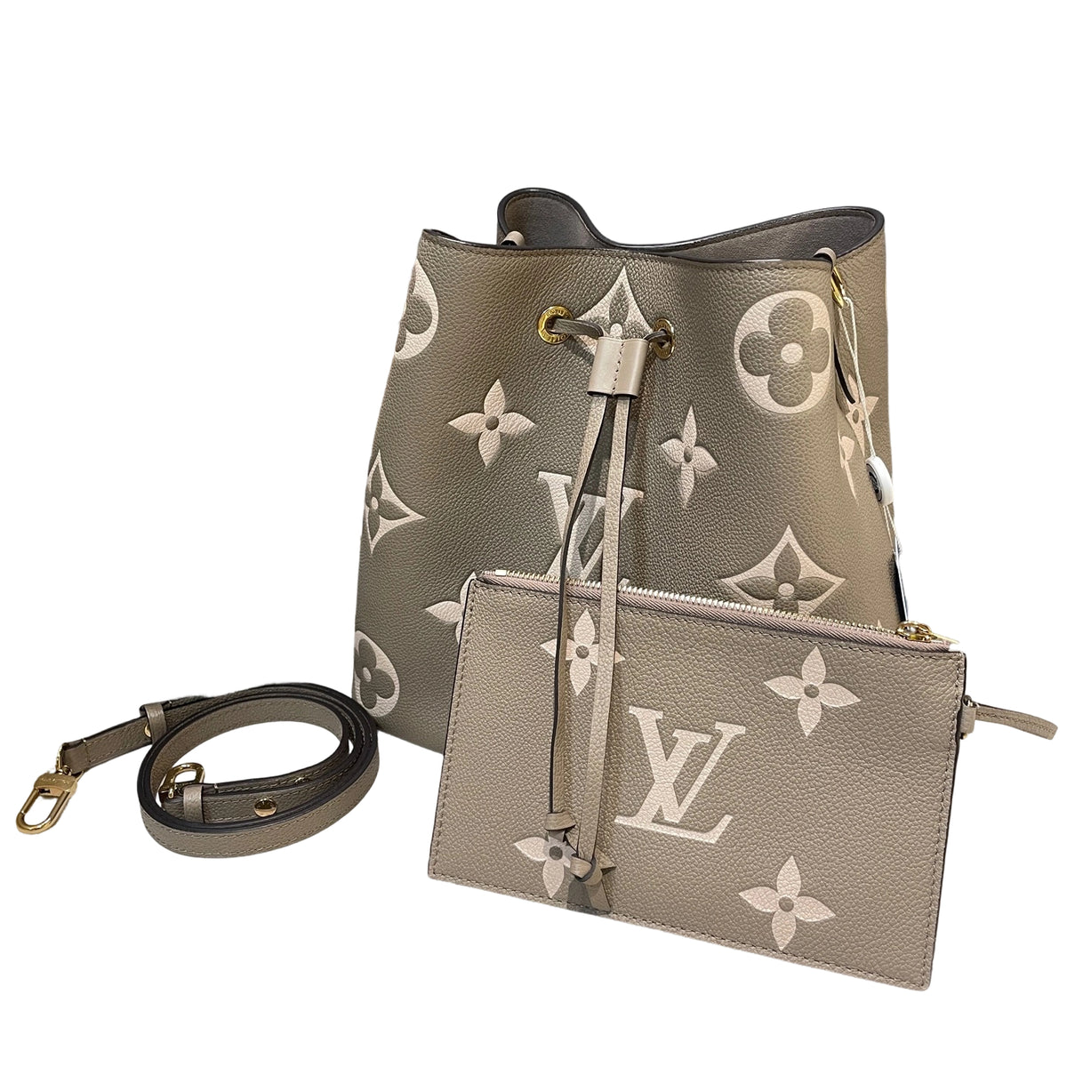 Louis Vuitton NéoNoé MM Bucket Bag - Bicolor Monogram Empreinte Leather (Tourterelle/Crème)